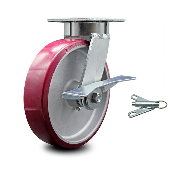 8 Inch Kingpinless Poly on Aluminum Wheel Caster with Brake and Swivel Lock SCC